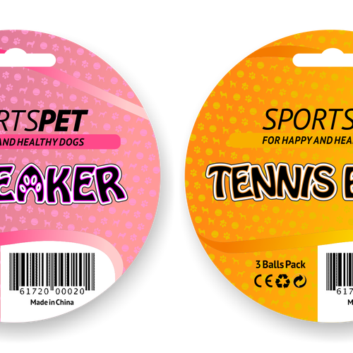 Dog label with the title 'label for dog's tennis balls'
