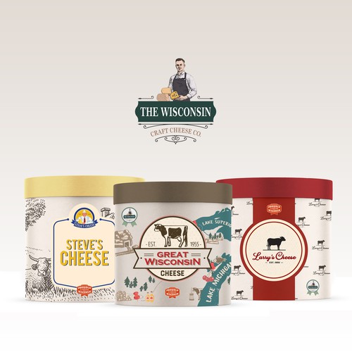 Product packaging with the title 'THE WISCONSIN CHEESE - TUBE MOCKUPS'