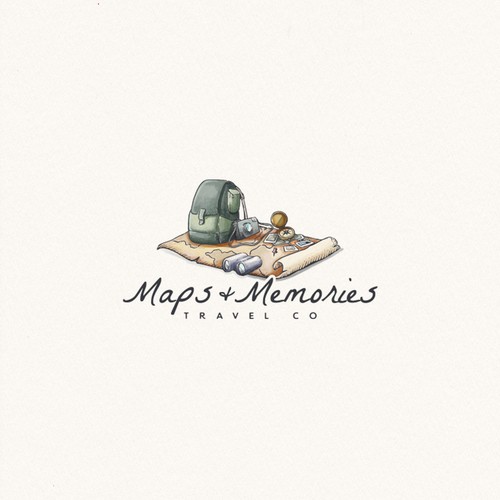 Travel logo with the title 'Maps & Memories Travel Co'