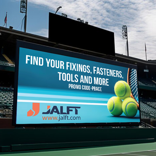 Tennis design with the title 'Stadium Billboard Design'