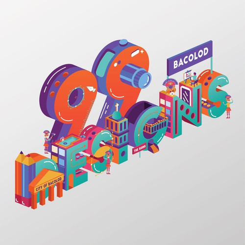 Isometric illustration with the title '99 Designs Bacolod illustration'