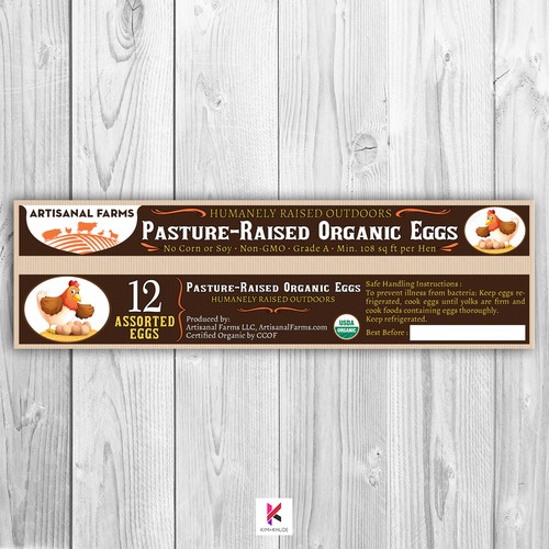 Egg design with the title 'Packaging Label for Organic Eggs'