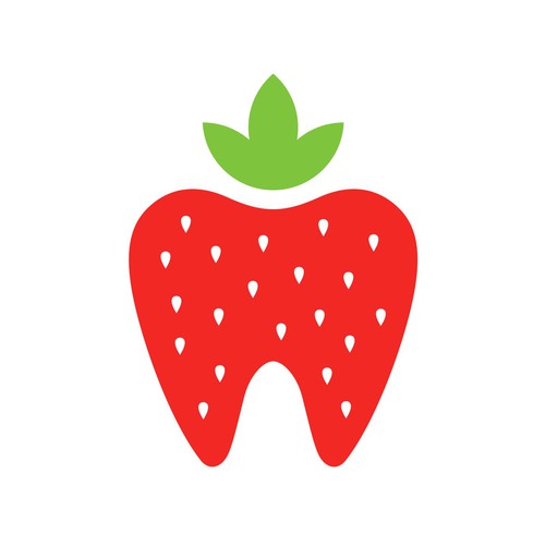 Strawberry logo with the title 'Create an engaging and thoughtful logo for an established dental clinic'