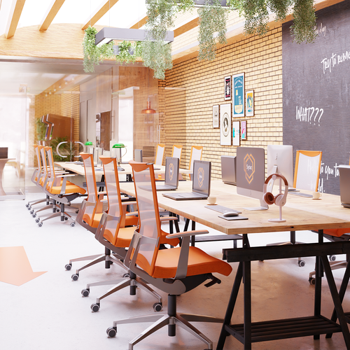 Brick design with the title '3d Render of an Office'