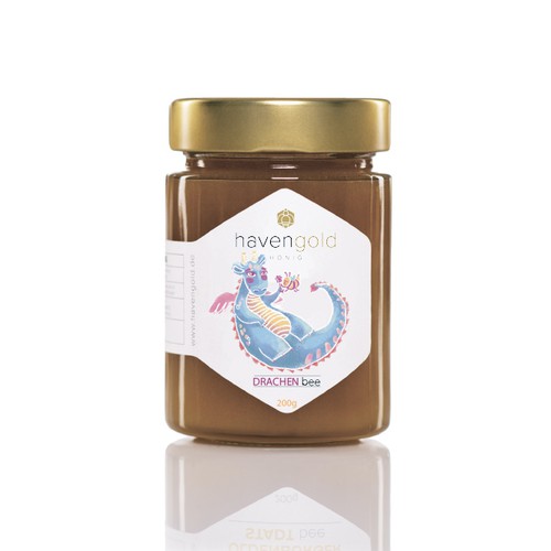 Character label with the title ' Label Fantasy Honey for kids'