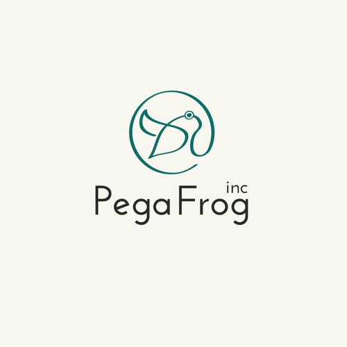 Frog design with the title 'PegaFrog, Inc. - We need a logo for our work in mergers & acquisitions and compliance.'