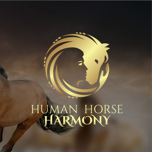 Brand logo with the title 'A person with a horse in harmony'