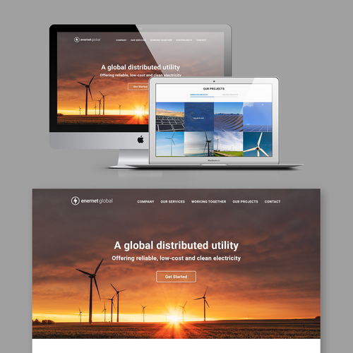 Wind design with the title 'Landing page for a solar energy company'
