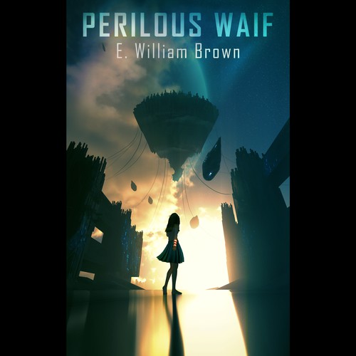 Futuristic book cover with the title 'Sci-fi book cover design'