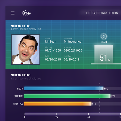 Scale design with the title 'Insurance application'