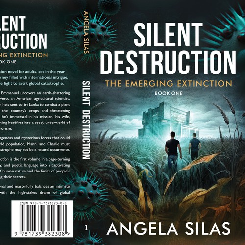 Thriller book cover with the title 'Silent Destruction'