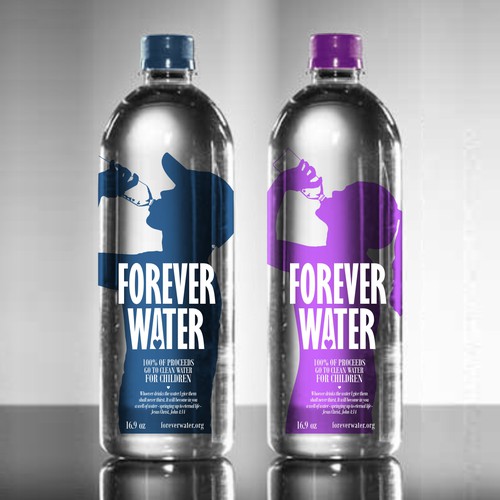 Water packaging with the title 'Bottled Water Label Design: Forever Water'