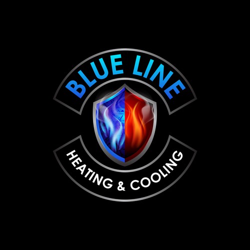 Air conditioning logo with the title 'Blue Line Heating & Cooling'