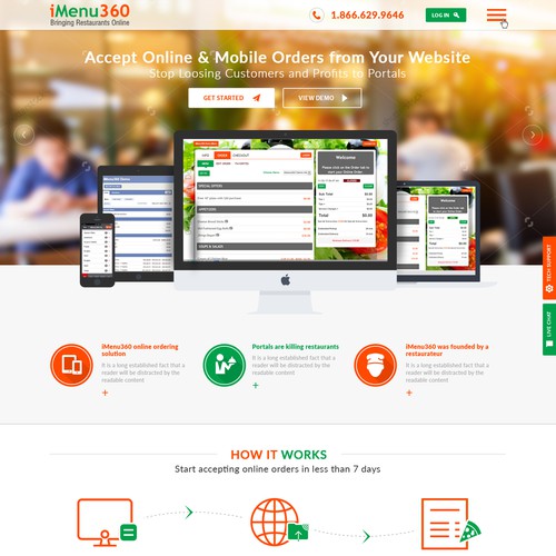 Restaurant website with the title 'iMenu 360 Website Redesign'