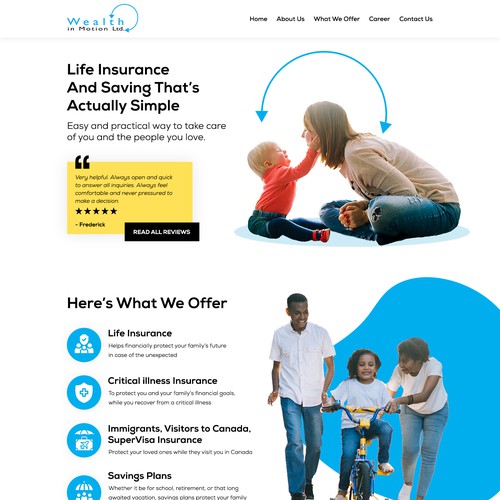 Insurance website with the title 'Wealth in Motion Ltd.'