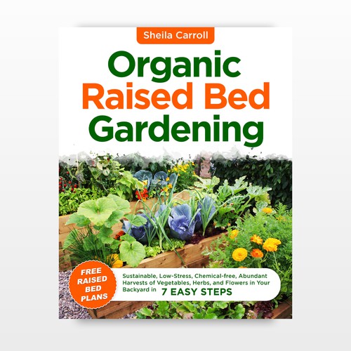 Orange book cover with the title 'Create the Best Organic Gardening Book Cover on the Market'