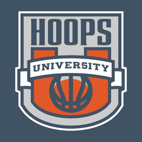 College logo with the title 'Hoops University'