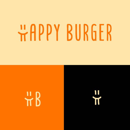 Happiness logo with the title 'happy burger'