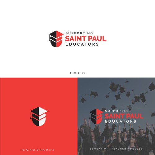 Sans serif logo with the title 'Logo Design for an educational group'