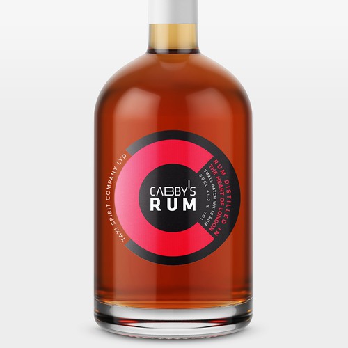 Lettering label with the title 'Cabby's Rum'