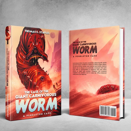 Comedy design with the title 'The Case of the Giant Carnivorous Worm'