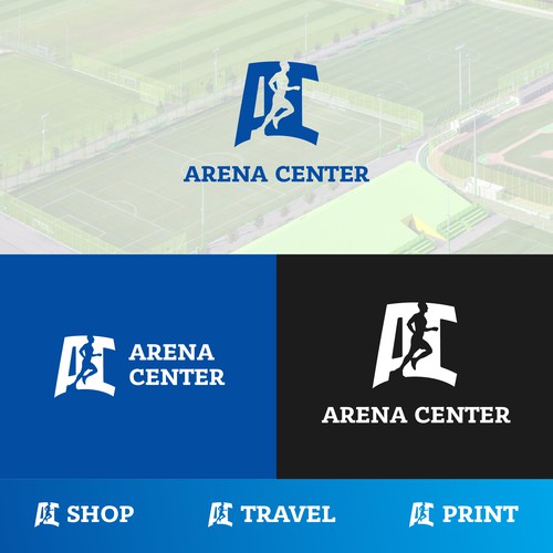 Arena logo with the title 'Arena Center logo concept'
