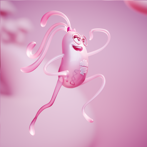 Sculpture design with the title 'A 3D character model of a bacteria '