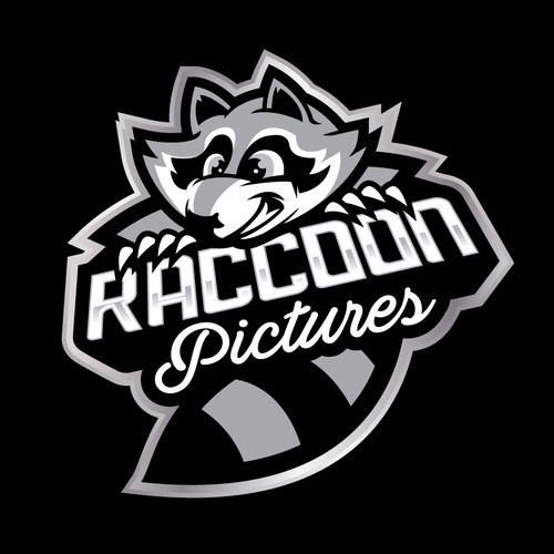 Movie logo with the title 'raccoon mascot concept '