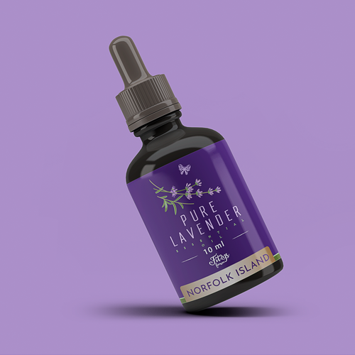 Beauty label with the title 'Lavender Essential Oil Label'