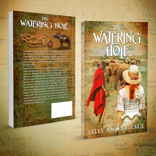 Historical fiction book cover with the title 'THE WATERING HOLE : A Young Adult Fiction Book Cover and E Book Cover design.'