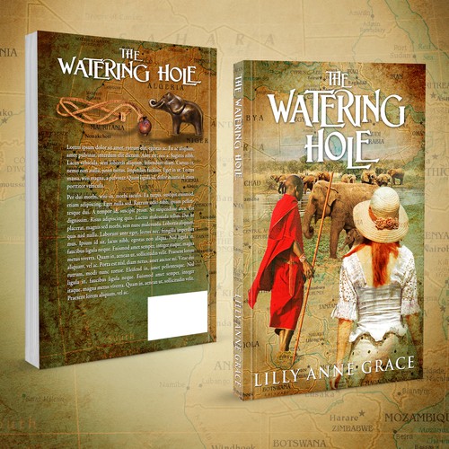 Retro book cover with the title 'THE WATERING HOLE : A Young Adult Fiction Book Cover and E Book Cover design.'