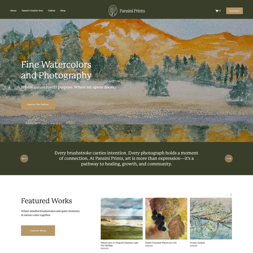 Design with the title 'Pansini Prints — Branding & E-Commerce Website'