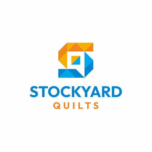 Quilting logo with the title 'Pattern-driven logo for quilt studio: Stockyard Quilts'