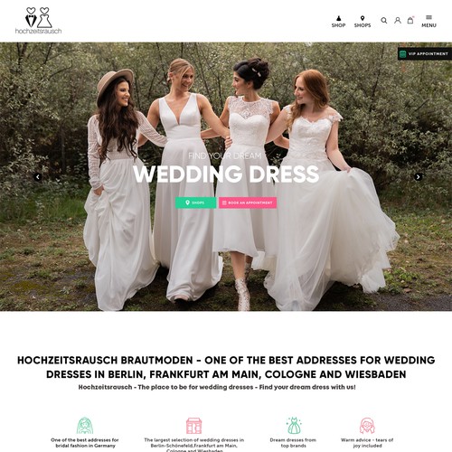 Clean website with the title 'hochzeitsrausch Brautmoden'