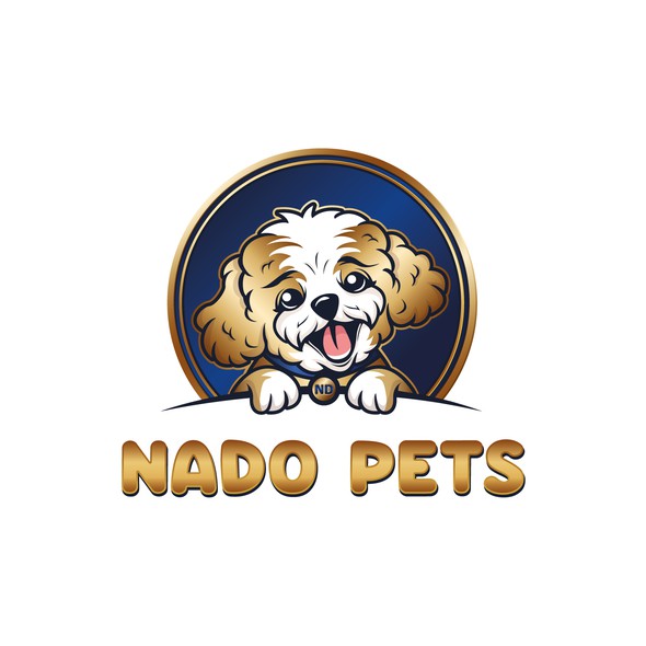 Gold logo with the title ' Logo For  Brand In Pets Supplements Niche'