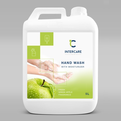 Cosmetics label with the title 'Fresh Green Apple Hand Wash Label design'