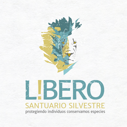 Lion logo with the title 'Logo for Wildlife Sanctuary: "L i b e r o  santuario silvestre"'
