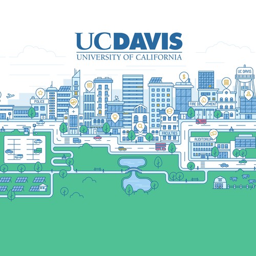 University design with the title 'Illustration for major California university'