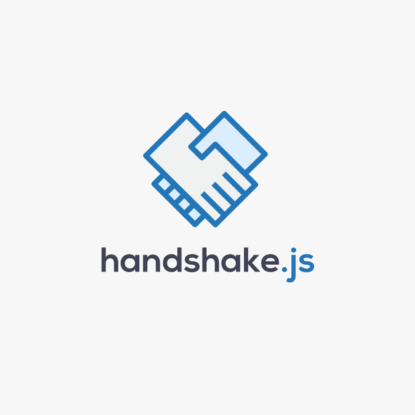 Hand logo with the title 'Logodesign for handshake.js'