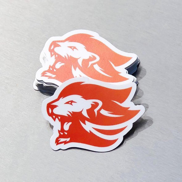 Sticker and decal logo with the title 'Lion Logo for Uproar Printing'