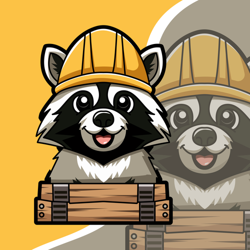 Raccoon design with the title 'Cartoon raccoon mascot logo'