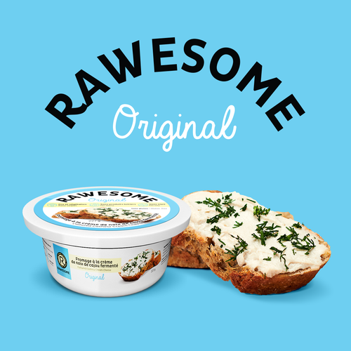 Flavor design with the title 'Rawesome cashew cream cheese'