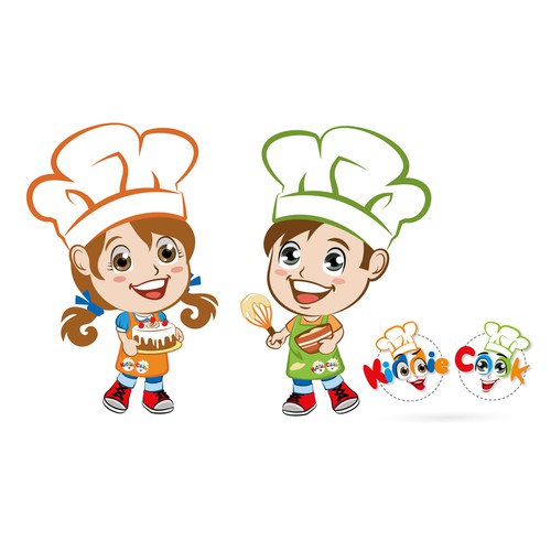 Boy design with the title 'Two cute boy and girl mascot for a cooking class'