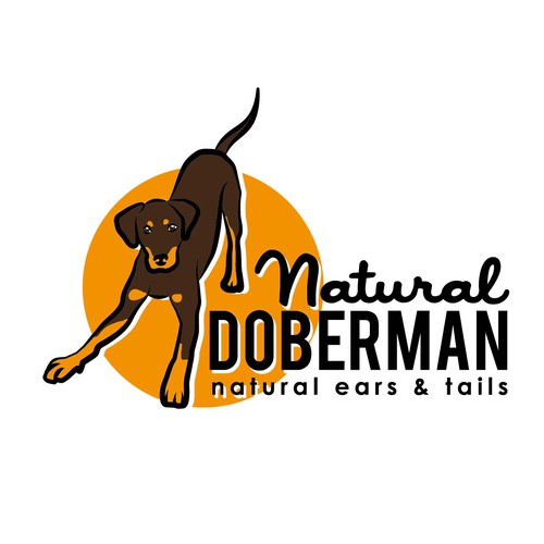 Pet care logo with the title 'Natural Doberman'