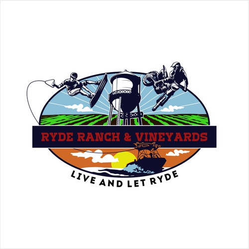 Motocross logo with the title 'Winner Ryde Ranch & Vineyards Logo Design'