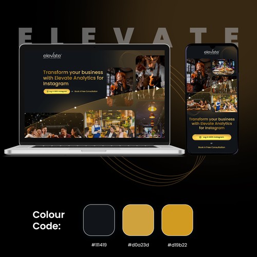 Elevate design with the title 'Elevate Instagram Business Landing Page'