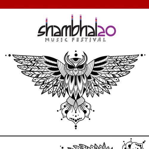 Music festival design with the title 'Mandala inspired Owl'