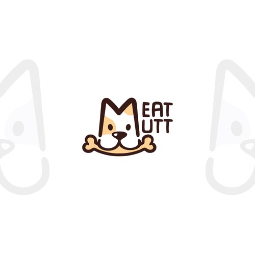 Puppy logo with the title 'Meat Mutt Logo'