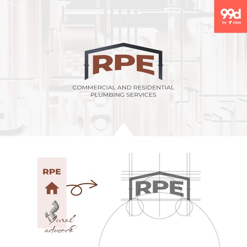 Company profile design with the title 'RPE Logo Design'