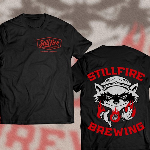 Badge t-shirt with the title 'Stillfire brewing'